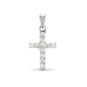 0.50 Carat Natural Round Cut Diamonds Claw-Set Cross Pendant