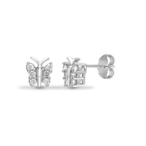 0.25 Carat Natural Round Cut Diamonds Claw-Set Butterfly Shaped Stud Earrings