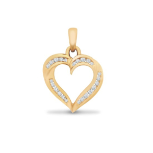 0.20 Carat Natural Round Cut Diamonds Channel-Set Heart Shape Pendant 