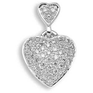 0.50 Carat Natural Round Cut Diamonds Pave-Set Heart Shape Pendant 