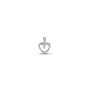 Natural Round Brilliant Cut Diamonds Pave-Set Heart Shape Pendant 