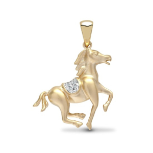   Natural Round Cut Diamonds Pave-Set Horse Shape Pendant