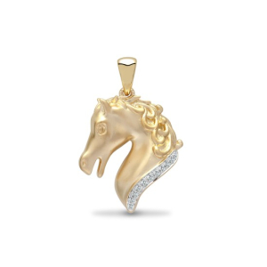   Natural Round Cut Diamonds Pave-Set Horse Head Shape Pendant