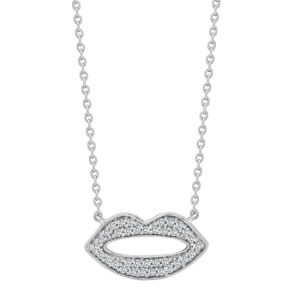   Natural Round Cut Diamonds Claw-Set Lips Shape Pendant With Chain 18K
