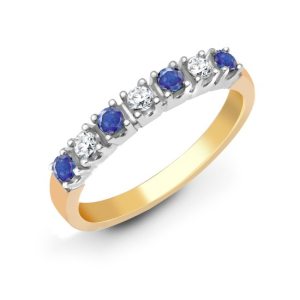 0.25-0.50 Carat Natural Round Cut Sapphire And Diamond Claw-set Eternity Ring 