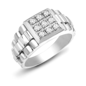 0.50 Carat Natural Round Brilliant Cut Diamond Claw-set Mens Ring 9k Gold