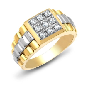 Abbe Lab-Created Diamond Yellow Gold 4 Prong Men's Wedding Ring