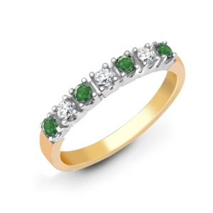 0.25-0.50 Carat Natural Round Cut Emerald And Diamond Claw-set Eternity Ring 