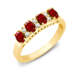 Yoselin Natural Ruby Yellow Gold  Diamond Ring
