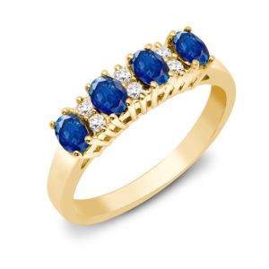 Zaia Blue Sapphire Yellow Gold  Diamond Ring