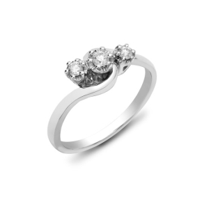 0.25 Carat Natural Round Brilliant Cut Diamond Claw-set Trilogy Ring 