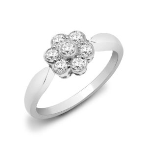 0.40 Carat Natural Round Brilliant Cut Diamond Bezel-Set Cluster Ring