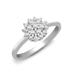 0.27 Carat Natural Round Brilliant Cut Diamond Cluster-Set Ring