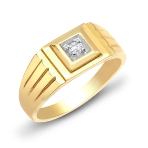 Natural Round Brilliant Cut Diamond Claw-set Mens Ring 9k Gold