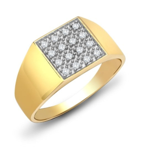 Natural Round Brilliant Cut Diamond Pave-set Mens Ring 9k Gold