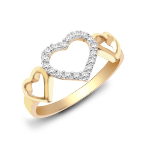 Natural Round Brilliant Cut Diamond Pave-set Heart Shaped Ring 