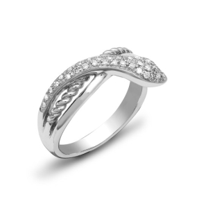 Natural Round Brilliant Cut Diamond Pave-set Snake Shaped Ring 