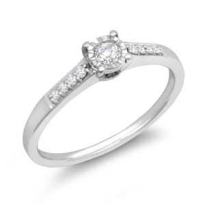 Natural Round Brilliant Cut Diamond Illusion-set Shoulder Ring 