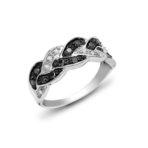 0.26 Carat Round Cut Black Diamond And Natural Diamond Claw-set Ring