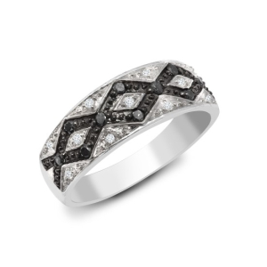 0.26 Carat Round Shaped Black Diamond And Natural Diamond Claw-set Ring