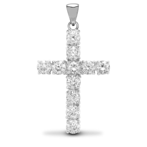 0.50 - 2.00 Carat Natural Round Cut Diamonds Claw Set Cross Pendant