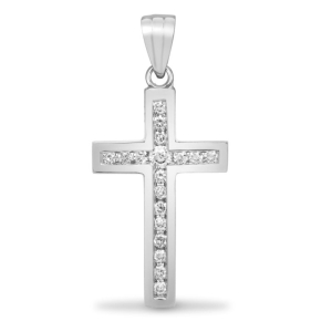 0.20 - 0.50 Carat Natural Round Cut Diamonds Channel Set Cross Pendant