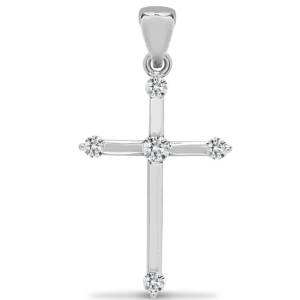 0.10 Carat Natural Round Cut Diamonds Fancy Cross Pendant