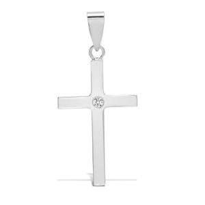 0.05 Carat Natural Round Cut Diamonds Invisible Set Cross Pendant