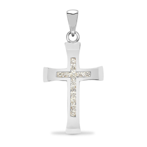 0.15 - 0.25 Carat Natural Round Cut Diamonds Channel Set Cross Pendant