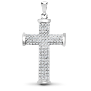 0.10 - 1.00 Carat Natural Round Cut Diamonds Pave Set Cross Pendant