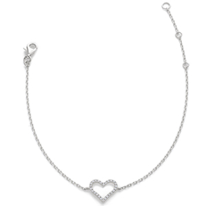 0.10 Carat 7 Inch Natural Round Cut Diamond Heart Shape Chain Bracelet