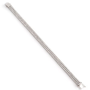 6.50 - 10.75 Carat 7 Inch Channel Setting Natural Round Cut Diamond Three Row Bracelet