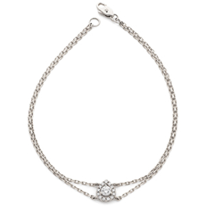0.33 Carat 7 Inch Prong Setting Natural Round Cut Diamond Pear Shape Halo with Double Chain Bracelet