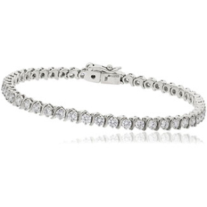 3.00 - 5.00 Carat 7 Inch Natural Round Cut Diamond Wave Set Tennis Bracelet