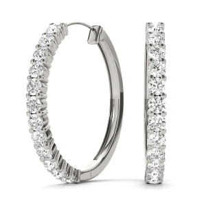 Kenia 0.12 - 0.50 Carat Natural Shared Prong  Hoop Diamond Earrings