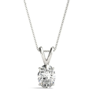 Quenburga Natural Diamond 4 Prong Solitaire Pendant Necklace