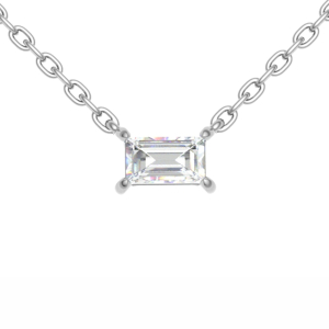 Natural Baguette Cut Diamond Claw-set Solitaire Pendant