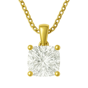 Quella Lab-Created Diamond Yellow Gold 4 Prong Solitaire Pendant Necklace