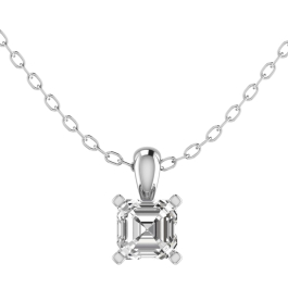 0.10 - 3.00 Carat Natural Asscher Cut Diamond Claw Set Solitaire Pendant