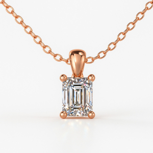 Rutina Lab-Created Diamond Rose Gold 4 Prong Solitaire Pendant Necklace
