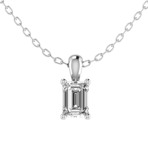 0.10 - 3.00 Carat Natural Emerald Cut Diamond Claw Set Solitaire Pendant