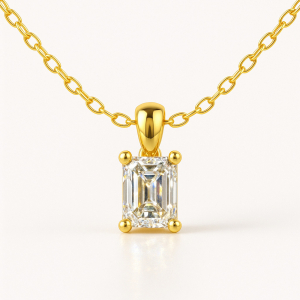 Rutina Lab-Created Diamond Yellow Gold 4 Prong Solitaire Pendant Necklace