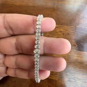 7.03 Carat 4 Claw Setting  Natural Oval Cut Diamonds Tennis Bracelet in 18k White Gold