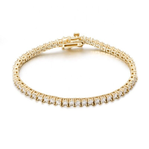 5.15 Carat F/VS-SI Natural Round Cut Diamonds Tennis Bracelet in 18k Yellow Gold