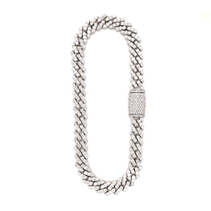 8 Inch 7.00 Carat F/VS Natural Round Cut Diamond Hip Hop Cuban Bracelet in 9k White Gold