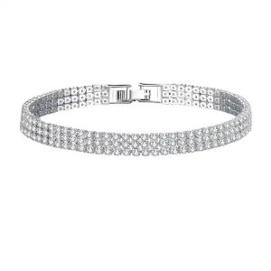 4.00 Carat FG/SI Natural Round Cut Diamond 3 Row Tennis Bracelet in 18k White Gold