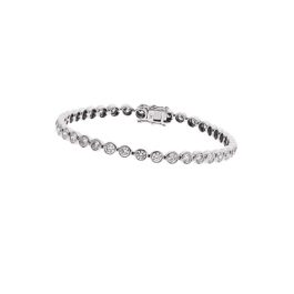 4.00 Carat DE/VVS Lab Created Round Cut Diamond Bezel Set Tennis Bracelet in 18k White Gold