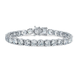 7.05 Carat F/VS Natural Round Cut Diamond Claw Set Tennis Bracelet in Platinum