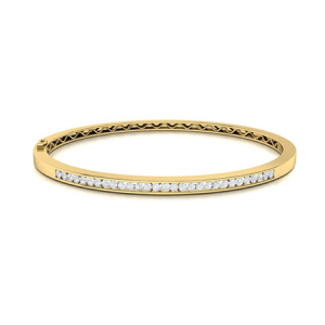 Sheral Natural Yellow Gold Channel Set Diamond Bangle Bracelet