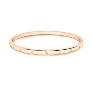 Sheilaine Natural Rose Gold Bezel Set Diamond Bangle Bracelet